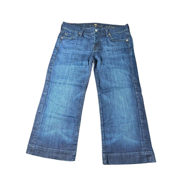 7 For All Mankind Women's Size 28 Dojo Cropped Jeans 7's Pockets Dark Wash #I8-5 - Picture 10 of 10
